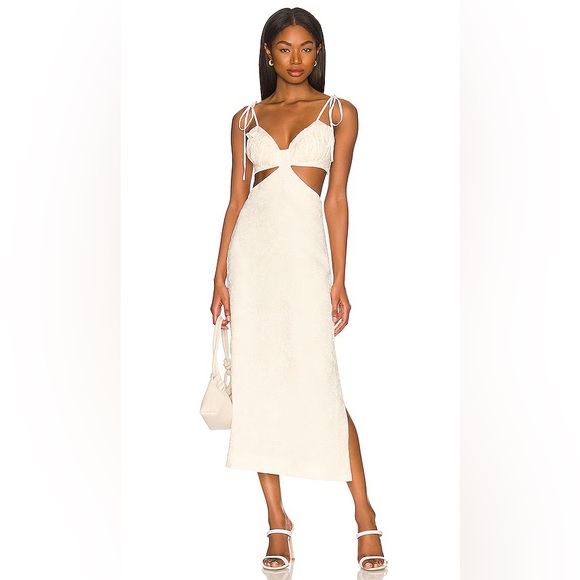 LPA Cut Out Midi Dress in Ivory - Picture 1 of 4